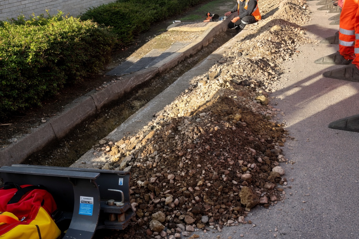 Trench backfilled with type-1 aggregate